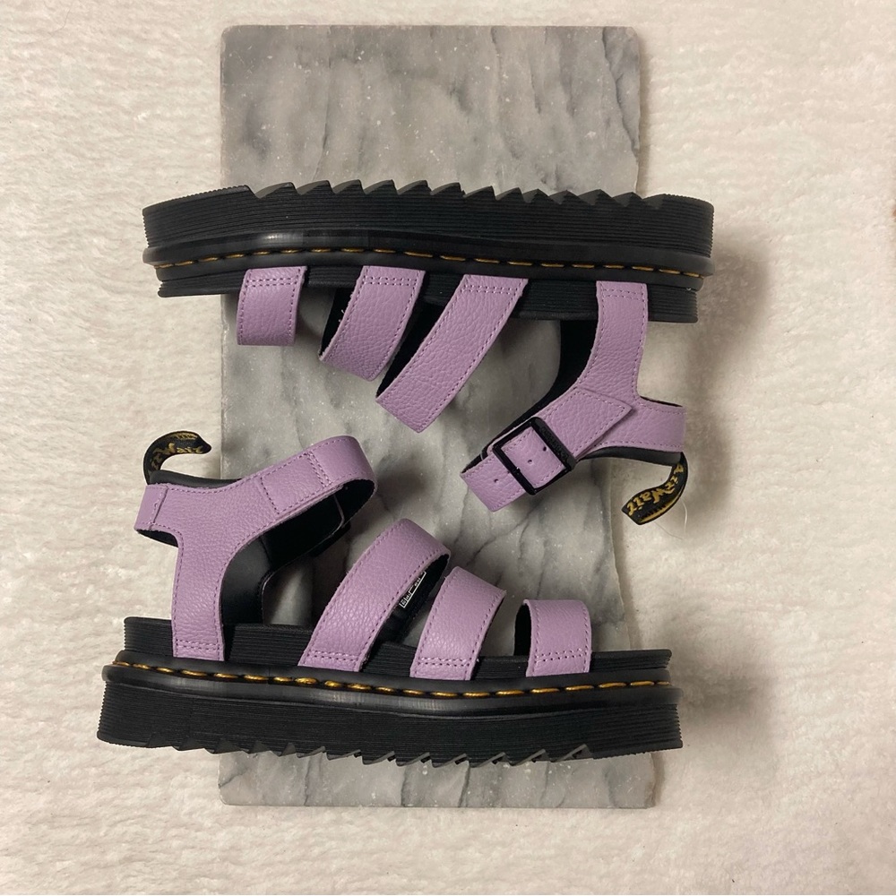 SOLD. Dr.Martens Blaire Pisa Leather Strap Sandal Chunky Sole Purple Lilac - Picture 3 of 14